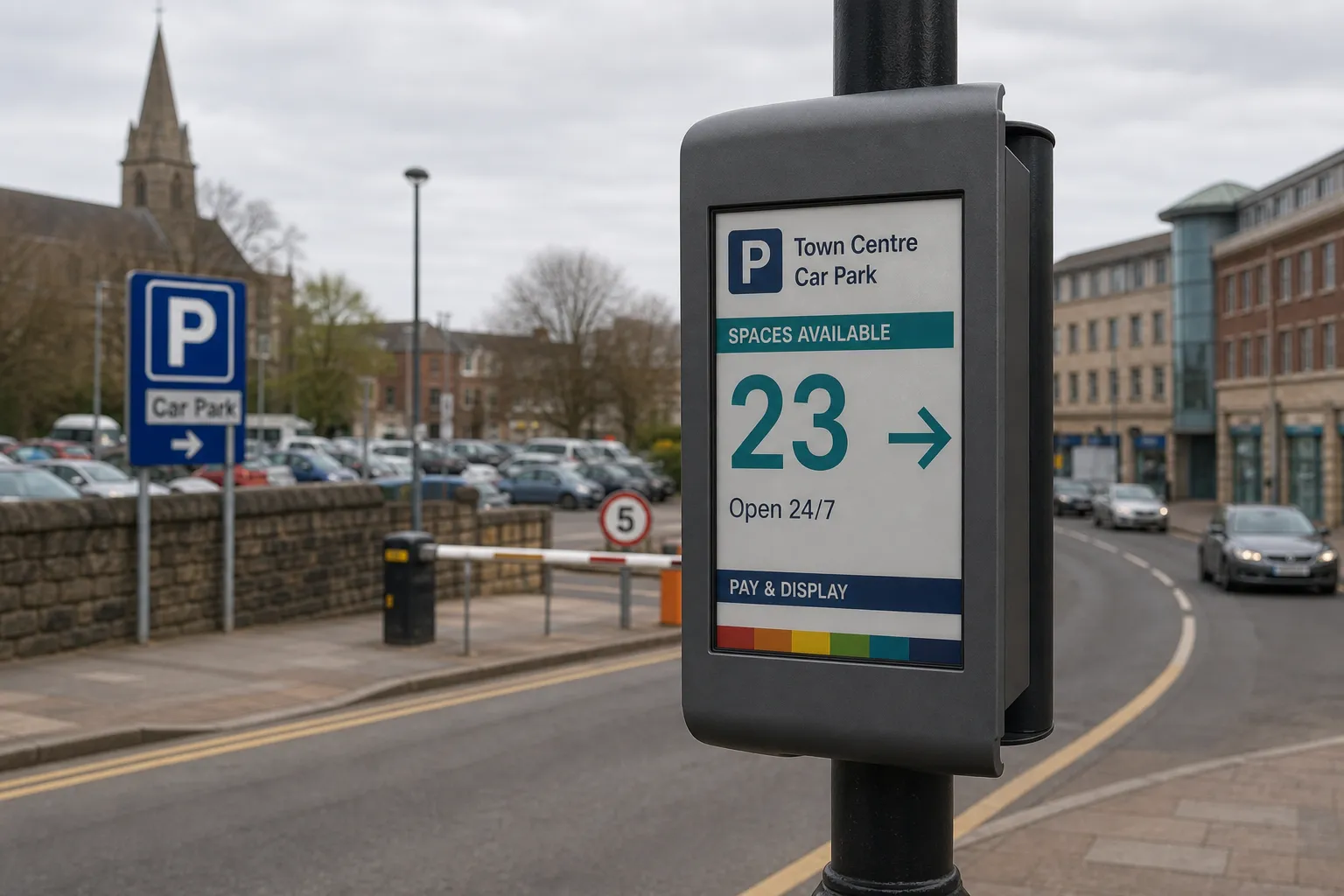 Chroma Digital colour e-ink parking sign showing live space availability